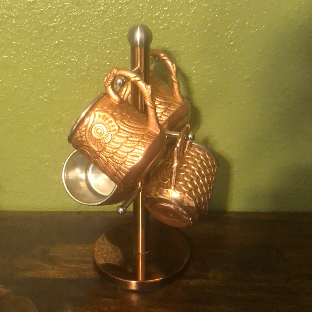 Copper mugs with stand